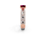 Rose gold Cushion Cut Garnet Solitaire Ring with Pavé and Channel Set Band_2