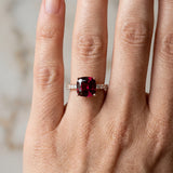 Rose gold Cushion Cut Garnet Solitaire Ring with Round  Pavé Band and Four-Prong Setting_42