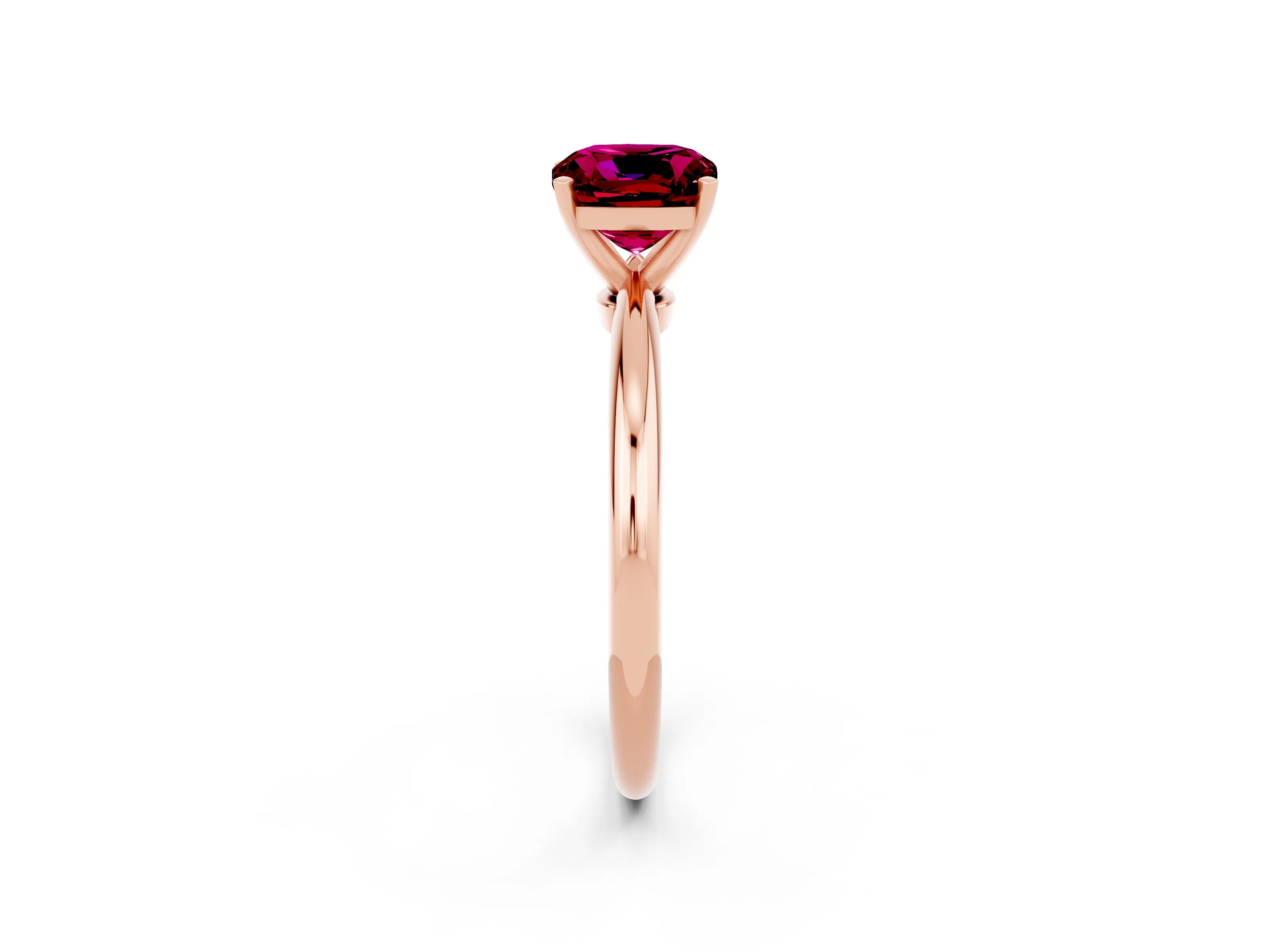 Rose gold Cushion Cut Garnet Solitaire Ring with Six-Prong Setting and Classic Band_2