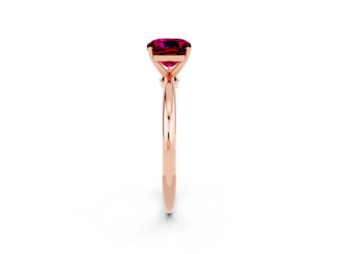 Rose gold Cushion Cut Garnet Solitaire Ring with Six-Prong Setting and Classic Band_2