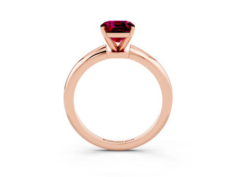 Rose gold Cushion Cut Garnet Solitaire Ring with Six-Prong Setting and Classic Band_3