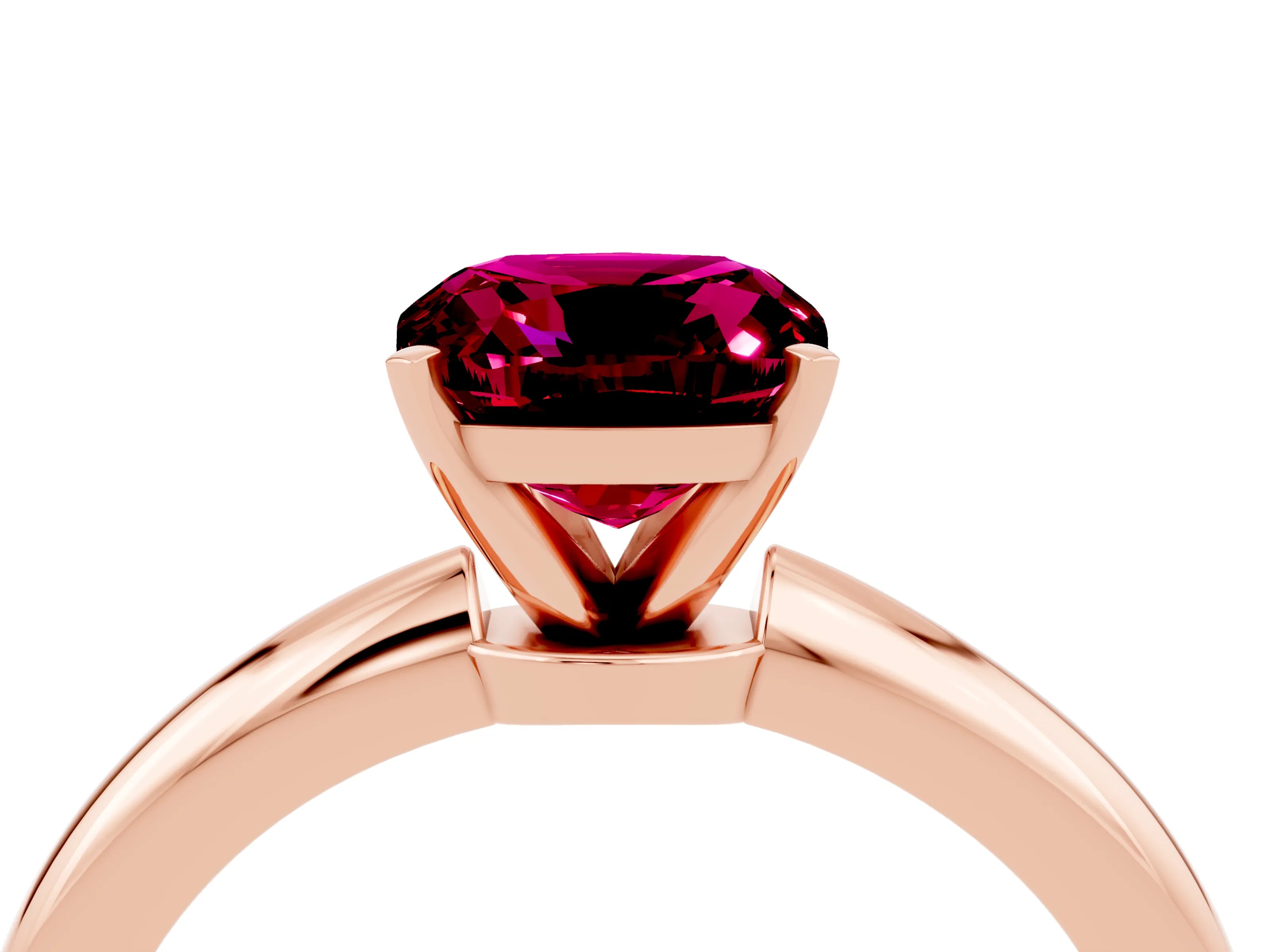 Rose gold Cushion Cut Garnet Solitaire Ring with Six-Prong Setting and Classic Band_4