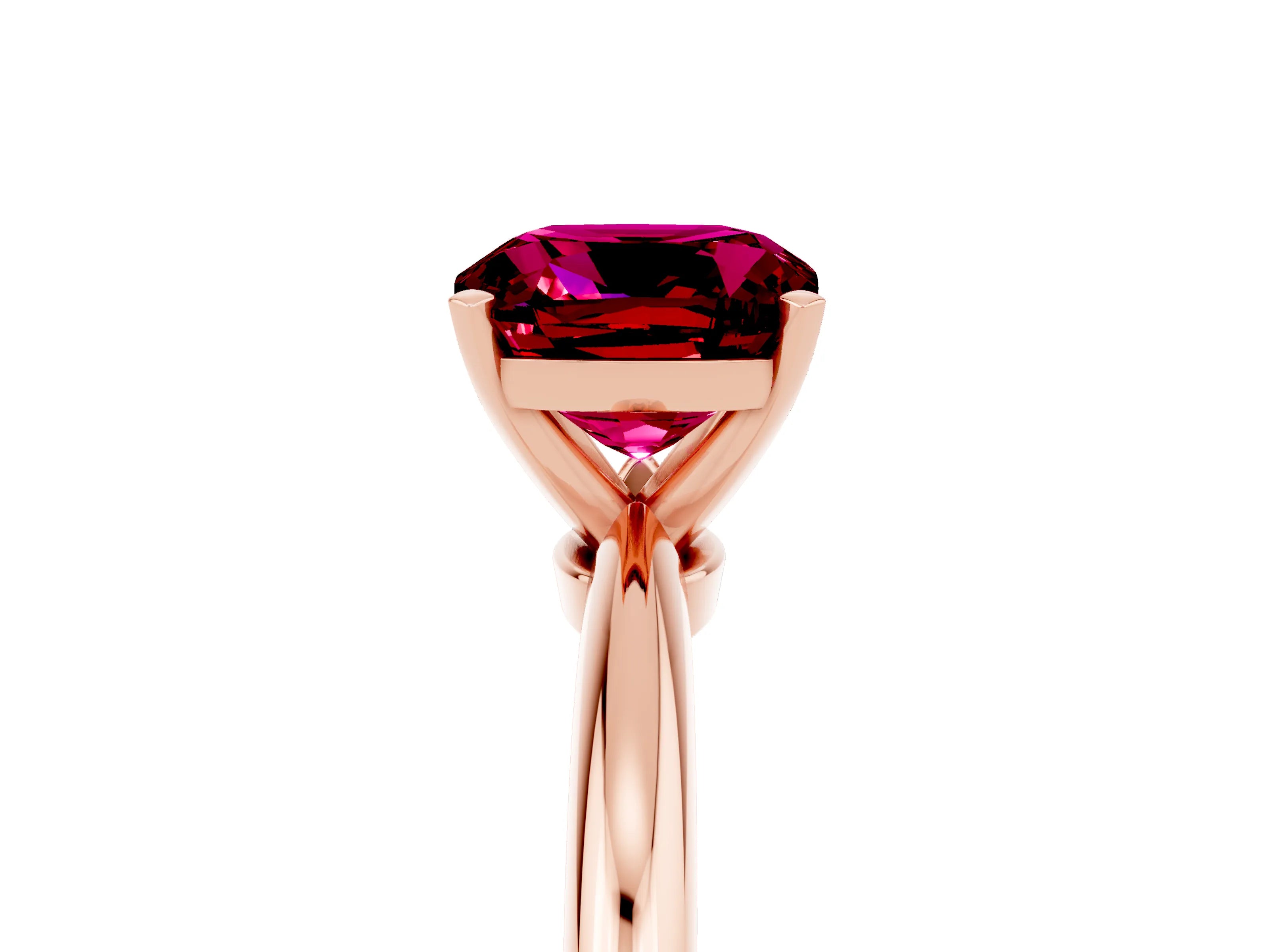 Rose gold Cushion Cut Garnet Solitaire Ring with Six-Prong Setting and Classic Band_5