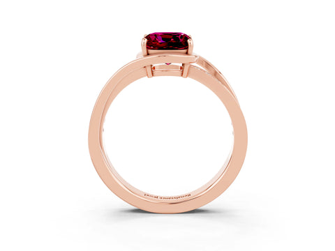 Rose gold Cushion Cut Garnet Solitaire Ring with Split Shank and Prong Setting_3