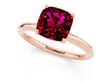 Rose gold Cushion Cut Garnet Solitaire Ring with Thin Band and Four-Prong Setting_1