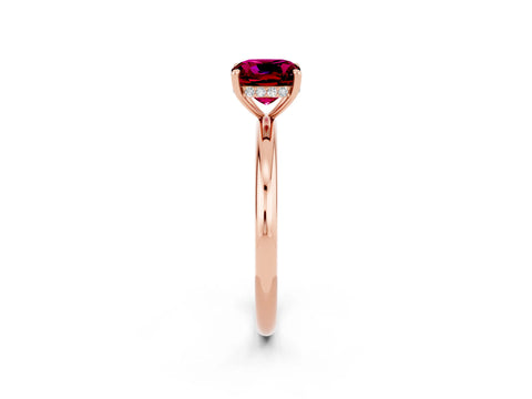 Rose gold Cushion Cut Garnet Solitaire Ring with Thin Band and Four-Prong Setting_2