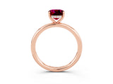 Rose gold Cushion Cut Garnet Solitaire Ring with Thin Band and Four-Prong Setting_3