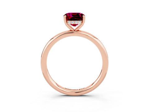 Rose gold Cushion Cut Garnet Solitaire Ring with Thin Band and Four-Prong Setting_3