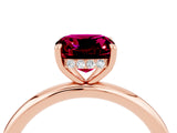 Rose gold Cushion Cut Garnet Solitaire Ring with Thin Band and Four-Prong Setting_4