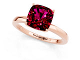 Rose gold Cushion Cut Garnet Solitaire Ring with Thin Band and Prong Setting_13