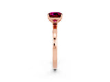 Rose gold Cushion Cut Garnet Solitaire Ring with Thin Band and Prong Setting_14