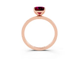 Rose gold Cushion Cut Garnet Solitaire Ring with Thin Band and Prong Setting_15