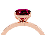 Rose gold Cushion Cut Garnet Solitaire Ring with Thin Band and Prong Setting_16
