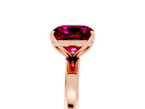 Rose gold Cushion Cut Garnet Solitaire Ring with Thin Band and Prong Setting_17