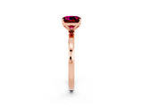 Rose gold Cushion Cut Garnet Solitaire Ring with Thin Band and Prong Setting_26