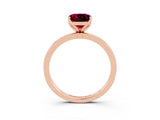 Rose gold Cushion Cut Garnet Solitaire Ring with Thin Band and Prong Setting_27