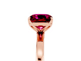 Rose gold Cushion Cut Garnet Solitaire Ring with Thin Band and Prong Setting_29