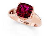 Rose gold Cushion Cut Garnet Solitaire Ring with Wide Band and Prong Setting_1