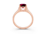 Rose gold Cushion Cut Garnet Solitaire Ring with Wide Band and Prong Setting_3