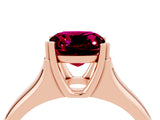 Rose gold Cushion Cut Garnet Solitaire Ring with Wide Band and Prong Setting_4