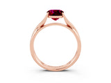 Rose gold Cushion Cut Garnet   Solitaire Twist Band Prong Setting Ring_15