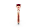 Rose gold Cushion Cut Garnet Solitaire Twist Band Prong Setting Ring_62