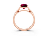 Rose gold Cushion Cut Garnet Solitaire Twist Band Prong Setting Ring_63