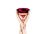 Rose gold Cushion Cut Garnet Solitaire Twist Band Prong Setting Ring_65