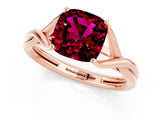 Rose gold Cushion Cut Garnet Solitaire Twist Band Prong Setting Ring_73