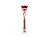 Rose gold Cushion Cut Garnet Solitaire Twist Band Prong Setting Ring_74