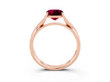 Rose gold Cushion Cut Garnet Solitaire Twist Band Prong Setting Ring_75