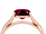 Rose gold Cushion Cut Garnet Solitaire Twist Band Prong Setting Ring_76