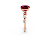 Rose gold Cushion Cut Garnet Solitaire Twisted Band with Round  Accents and Prong Setting_14