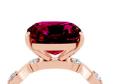 Rose gold Cushion Cut Garnet Solitaire Twisted Band with Round  Accents and Prong Setting_16