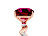 Rose gold Cushion Cut Garnet Solitaire Twisted Band with Round  Accents and Prong Setting_17