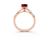 Rose gold Cushion Cut Garnet Solitaire with Side Baguettes and Channel Set Band_3