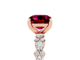 Rose gold Cushion Cut Garnet Solitaire with Side Stones, Pave Band, Four-Prong Setting_41