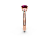 Rose gold Cushion Cut Garnet Split Shank Engagement Ring with Pavé Band_2