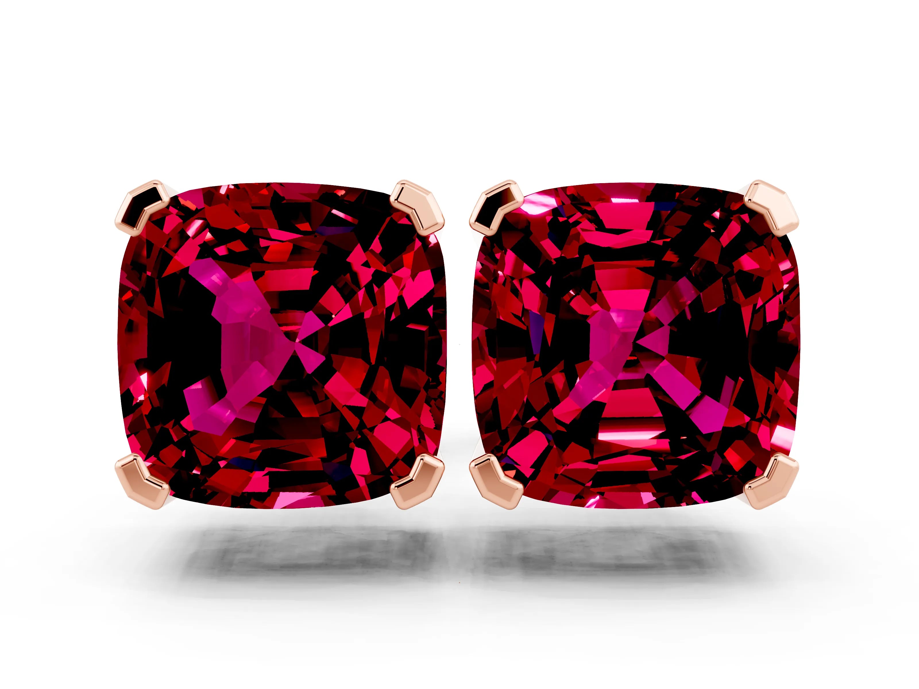 Rose gold Cushion Cut Garnet Stud Earrings_30