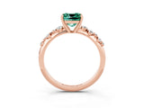 Rose gold Cushion Cut Green Sapphire Cluster Side Stone Solitaire Ring with Prong Setting_27