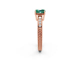 Rose gold Cushion Cut Green Sapphire Engagement Ring with Milgrain Channel Set Band and Prong Setting_2
