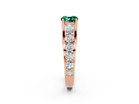 Rose gold Cushion Cut Green Sapphire Engagement Ring with Pavé Band and Four-Prong Setting_2