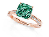 Rose gold Cushion Cut Green Sapphire Engagement Ring with Side Stone Accents and Four-Prong Setting_25