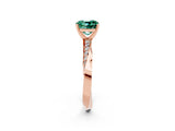 Rose gold Cushion Cut Green Sapphire Engagement Ring with Side Stone Accents and Four-Prong Setting_26