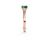 Rose gold Cushion Cut Green Sapphire Engagement Ring with Side Stone Accents and Four-Prong Setting_29