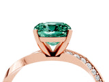 Rose gold Cushion Cut Green Sapphire Engagement Ring with Side Stone Accents and Four-Prong Setting_31
