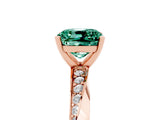 Rose gold Cushion Cut Green Sapphire Engagement Ring with Side Stone Accents and Four-Prong Setting_32
