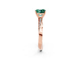 Rose gold Cushion Cut Green Sapphire Engagement Ring with Side Stone Accents and Four-Prong Setting_86