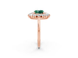 Rose gold Cushion Cut Green Sapphire Floral Double Halo Engagement Ring with Prong Setting_51