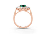 Rose gold Cushion Cut Green Sapphire Floral Double Halo Engagement Ring with Prong Setting_52